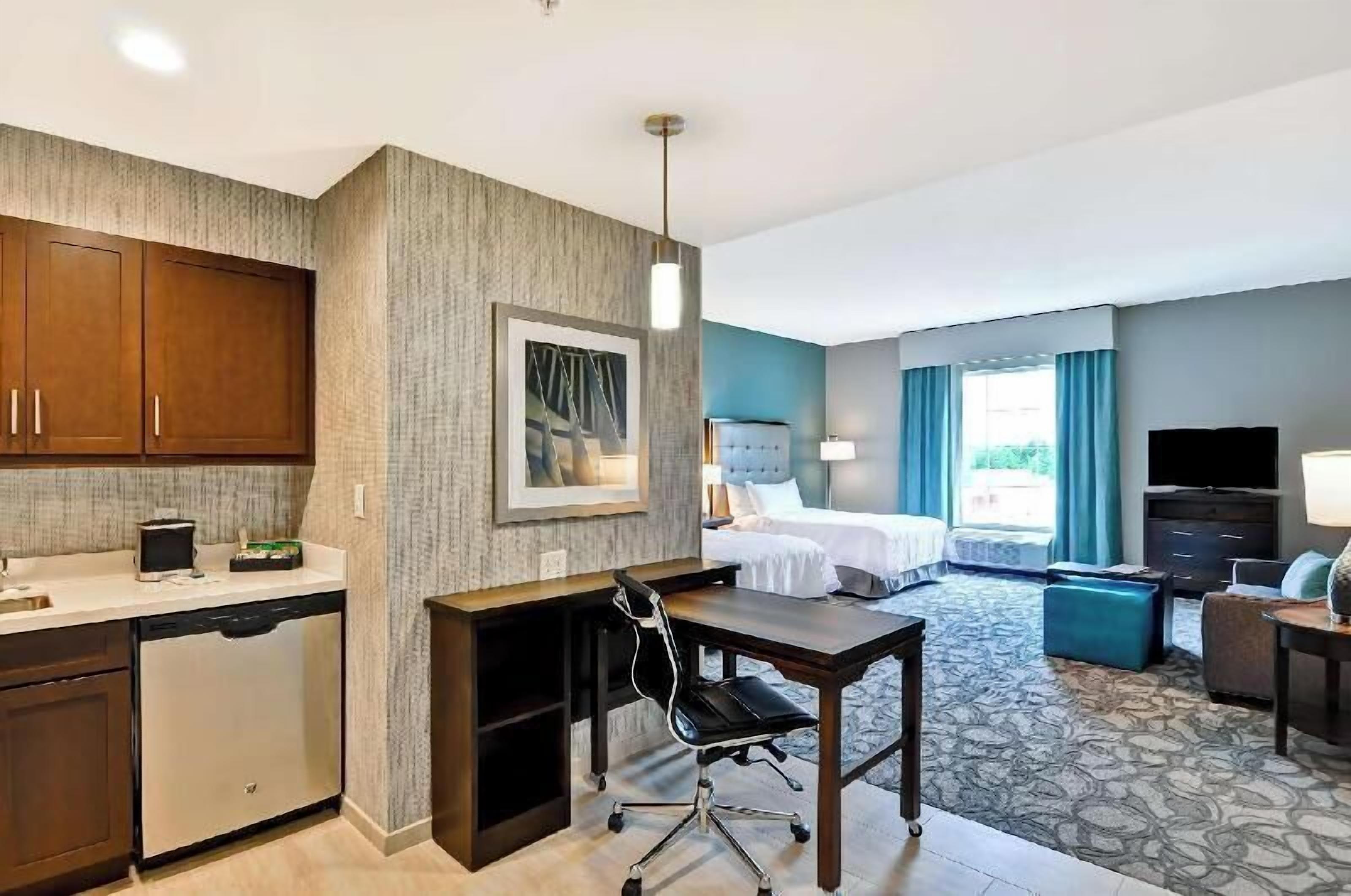 Desk, laptop workspace, blackout drapes, free WiFi