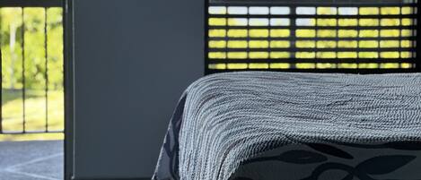 Premium bedding, desk, laptop workspace, free WiFi