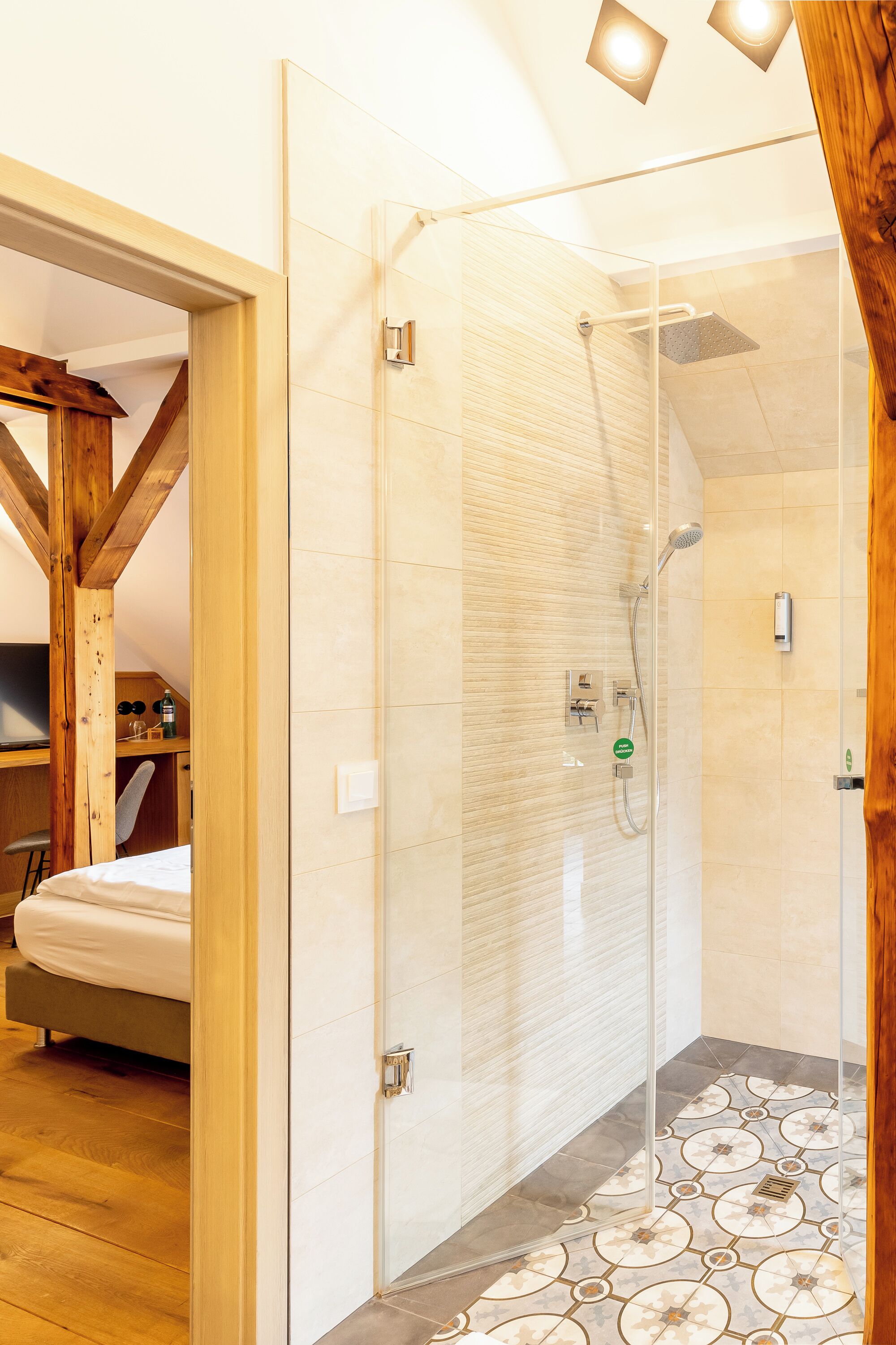 comfort single room (mansard) | bathroom | free toiletries, hair dryer, bathrobes, slippers