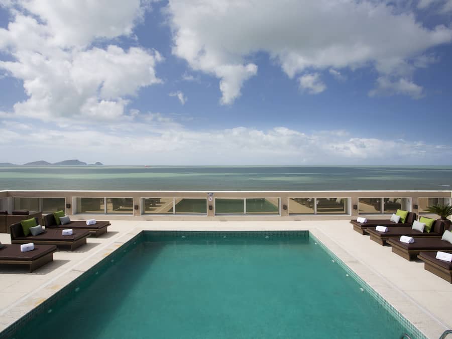 Outdoor pool, sun loungers