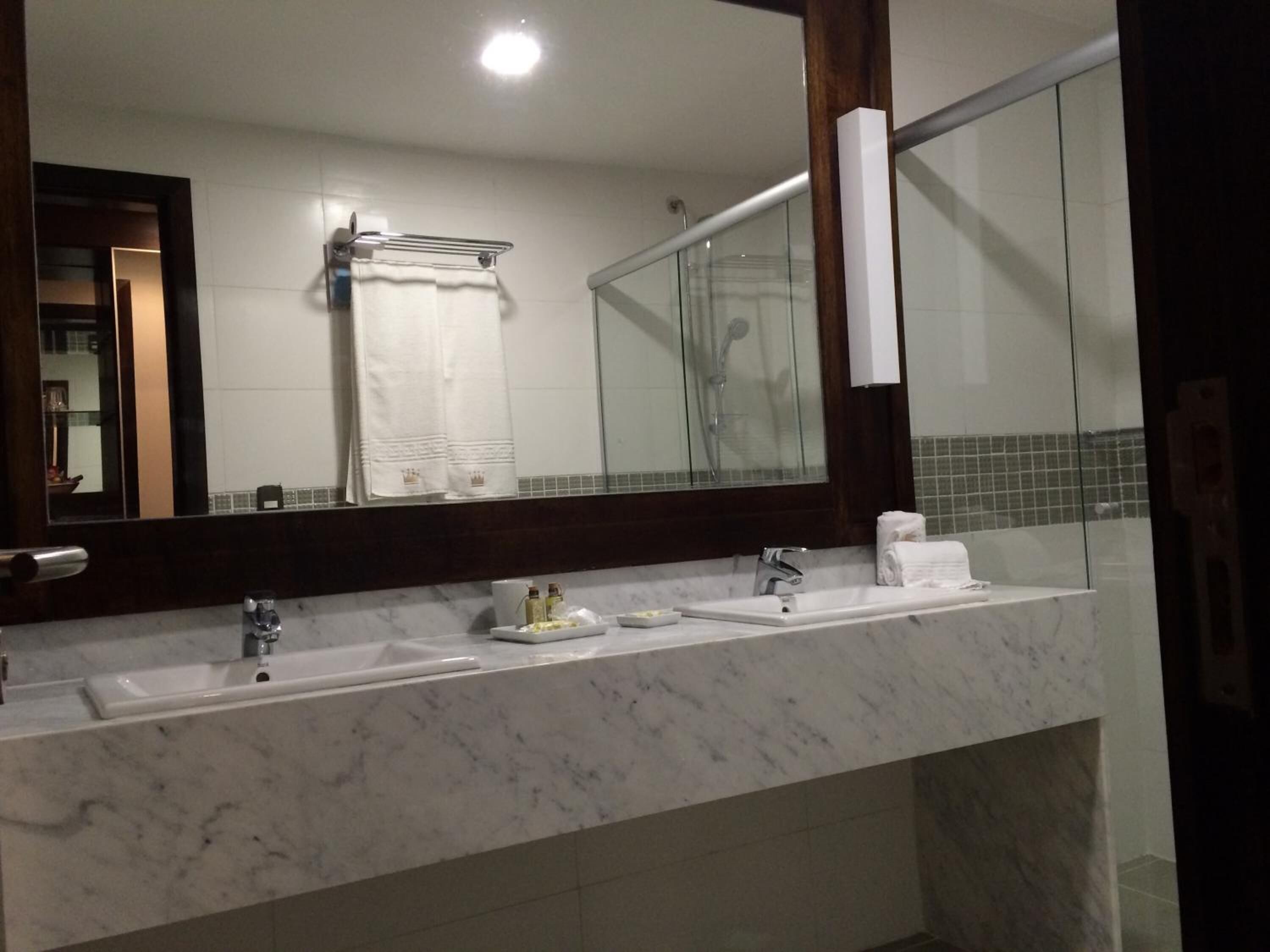 free toiletries, hair dryer, towels