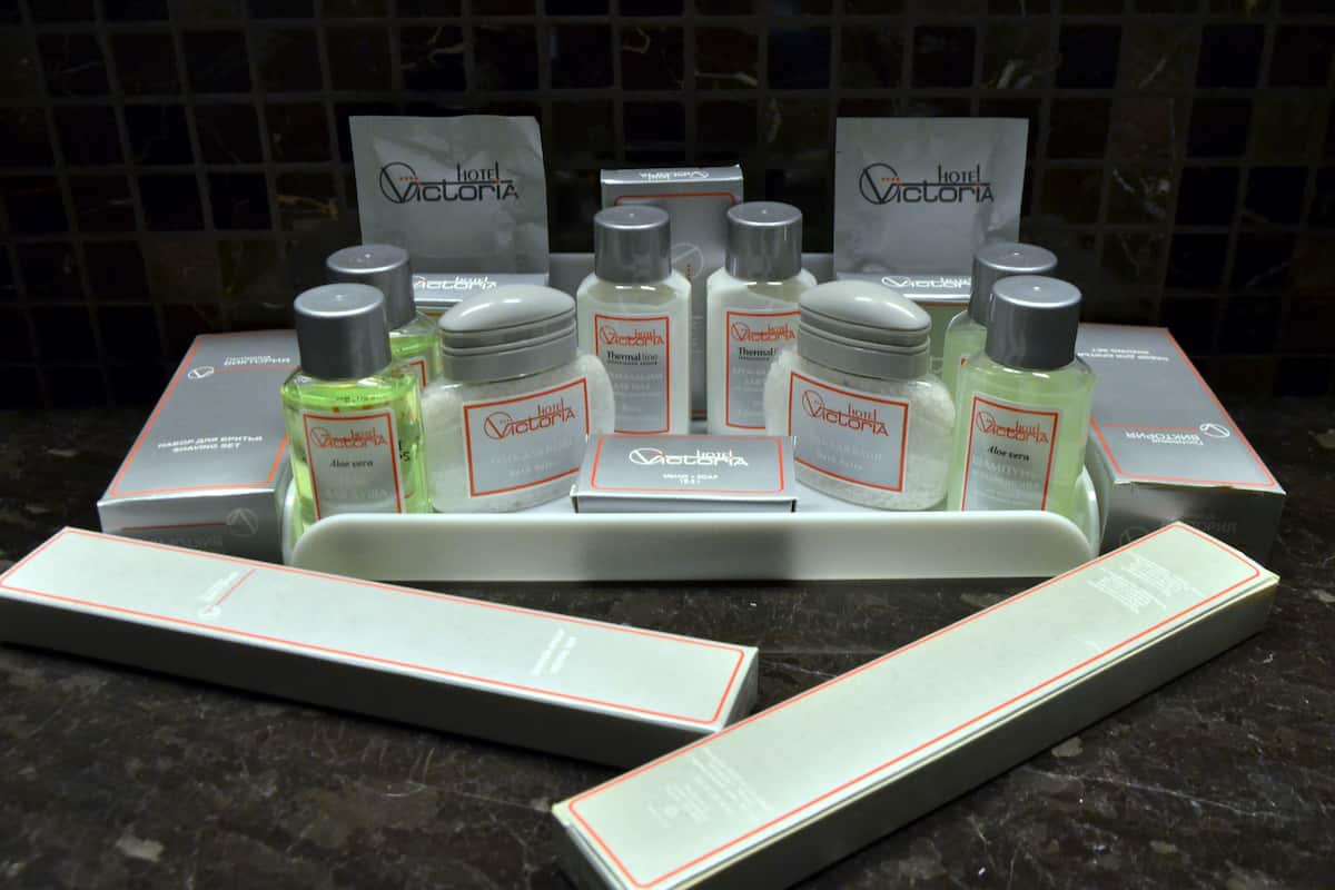 combined shower/bathtub, free toiletries, hair dryer, towels