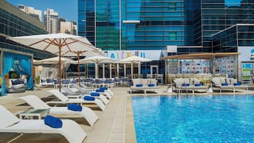 Outdoor pool, pool loungers