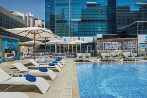 Outdoor pool, sun loungers