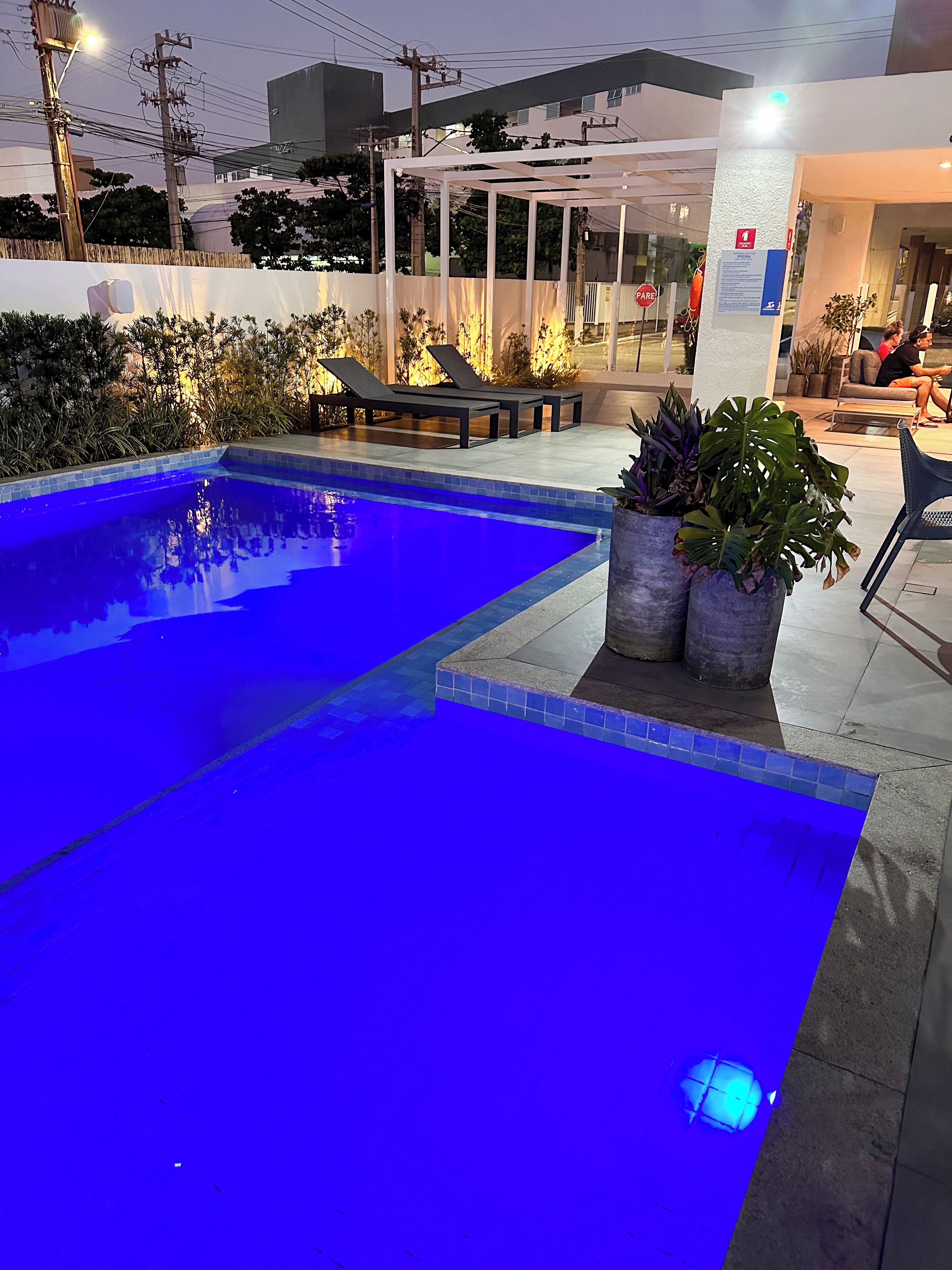 outdoor pool, pool loungers
