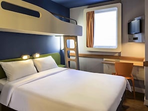 Desk, free WiFi, bed sheets