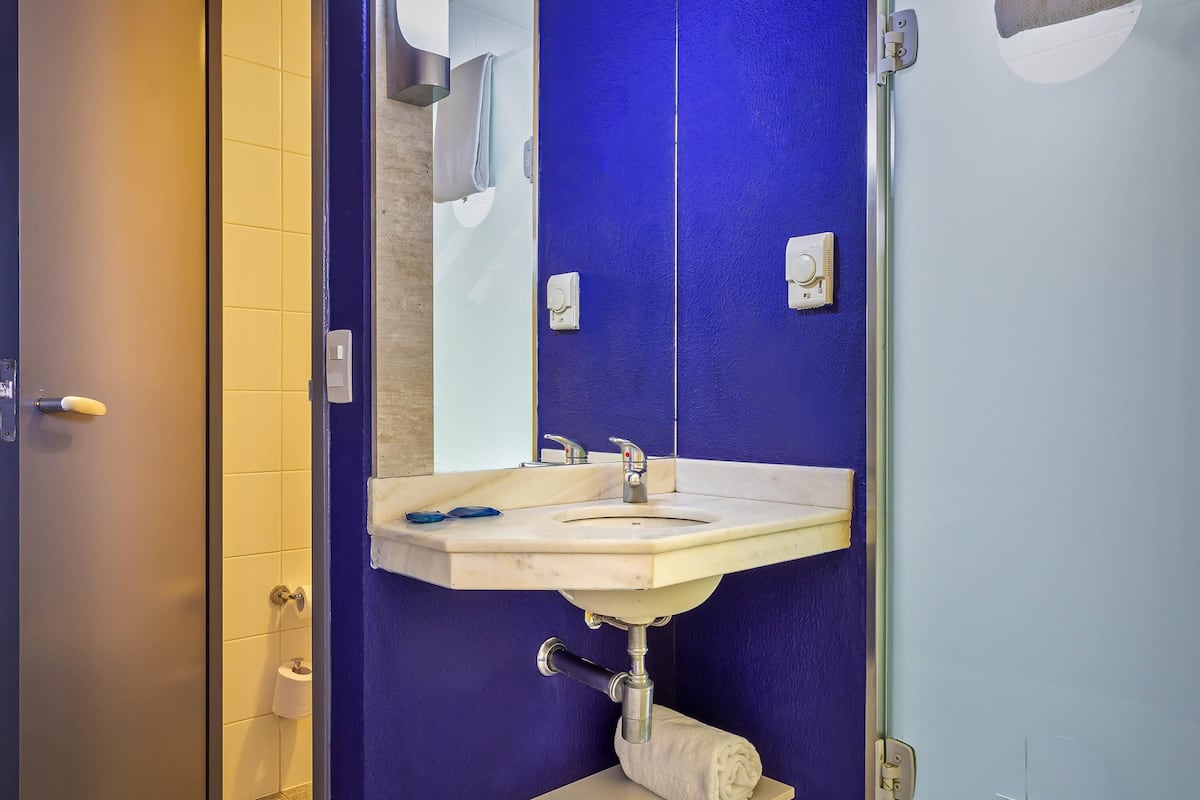 Individually decorated, desk, laptop workspace, blackout drapes