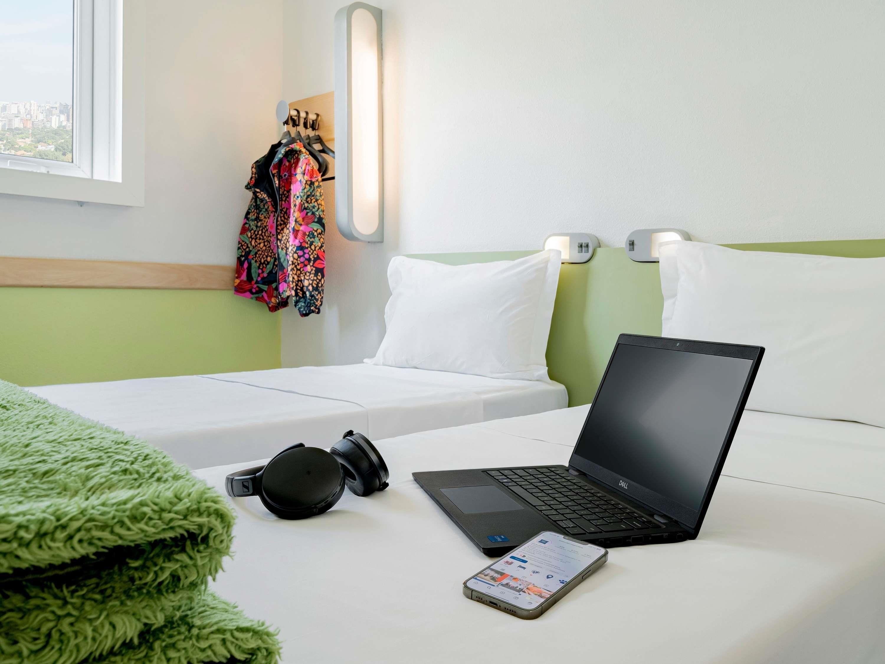 Blackout curtains, free WiFi, bed sheets