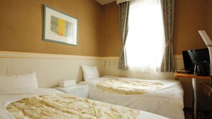 A hotel room with two beds, a desk, a television, and a window with curtains. - AMANOHASHIDATESOU (Miyazu)