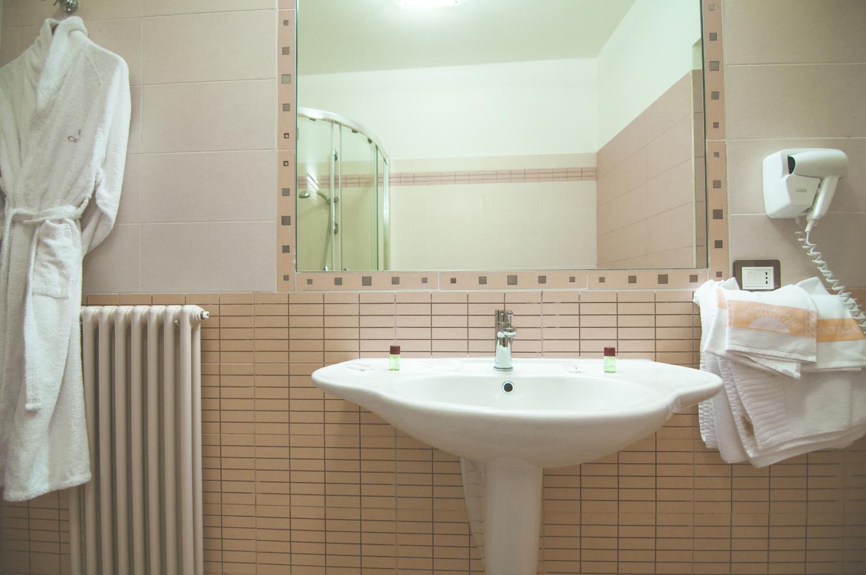 shower, free toiletries, hair dryer, bathrobes