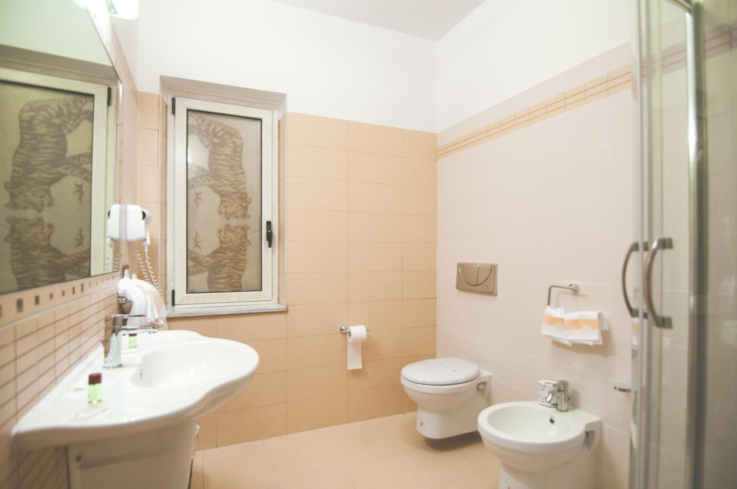 shower, free toiletries, hair dryer, bathrobes