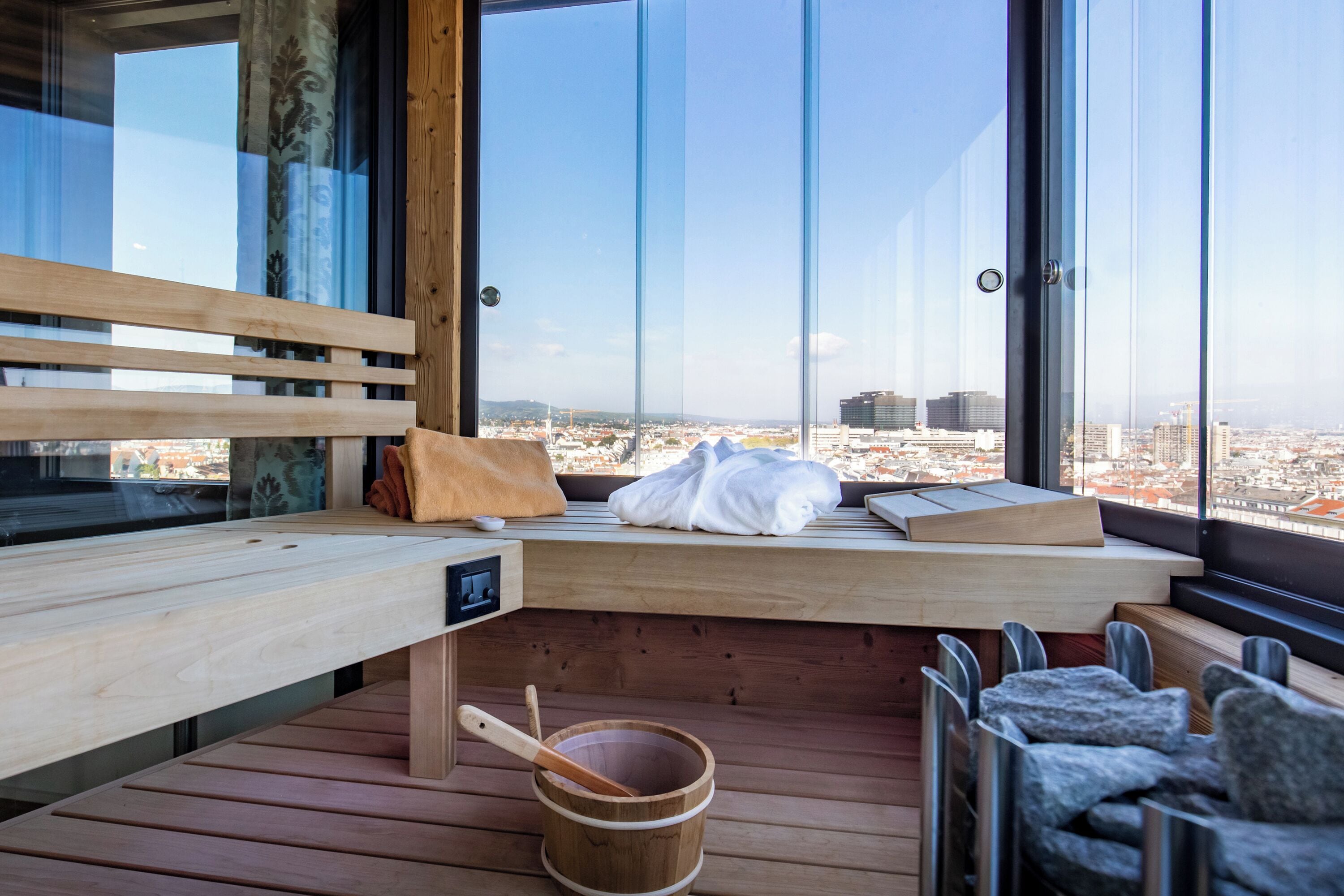 City View, Rooftop Apartment with Sauna | 2 bedrooms, premium bedding, free minibar items, in-room safe