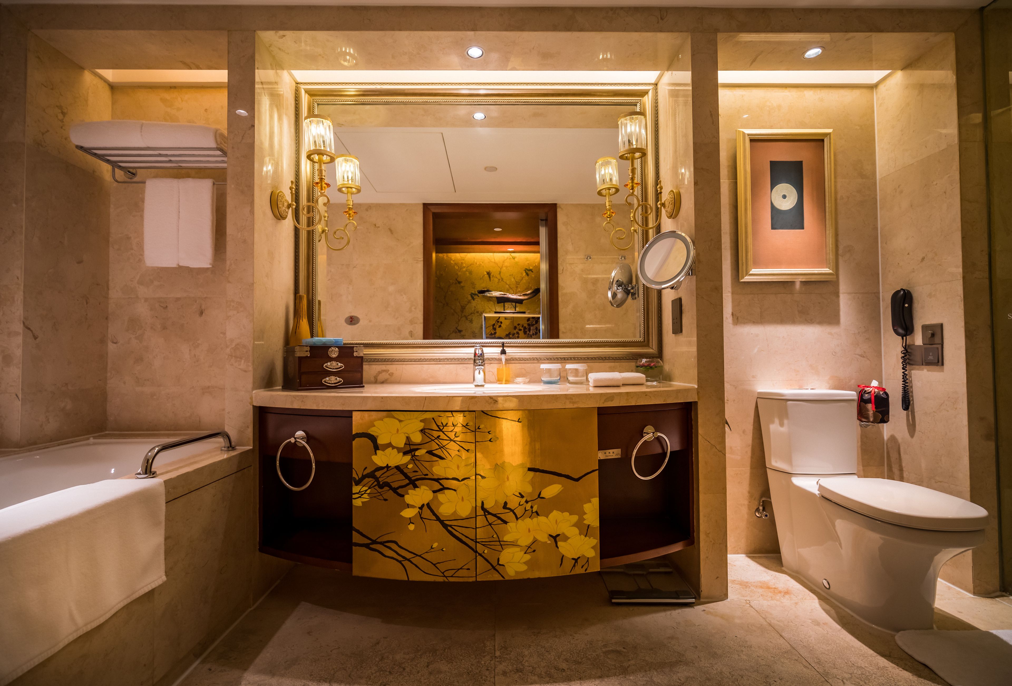 characteristic double room | bathroom | separate bathtub and shower, free toiletries, hair dryer, bathrobes