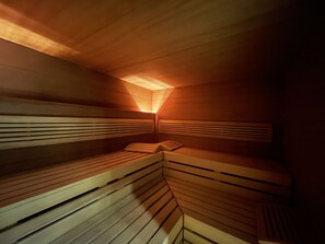 Sauna, steam room, aromatherapy, massages