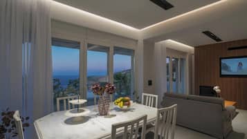 Villa, 3 Bedrooms, Sea View | Living area | 40-inch flat-screen TV with satellite channels, TV, DVD player