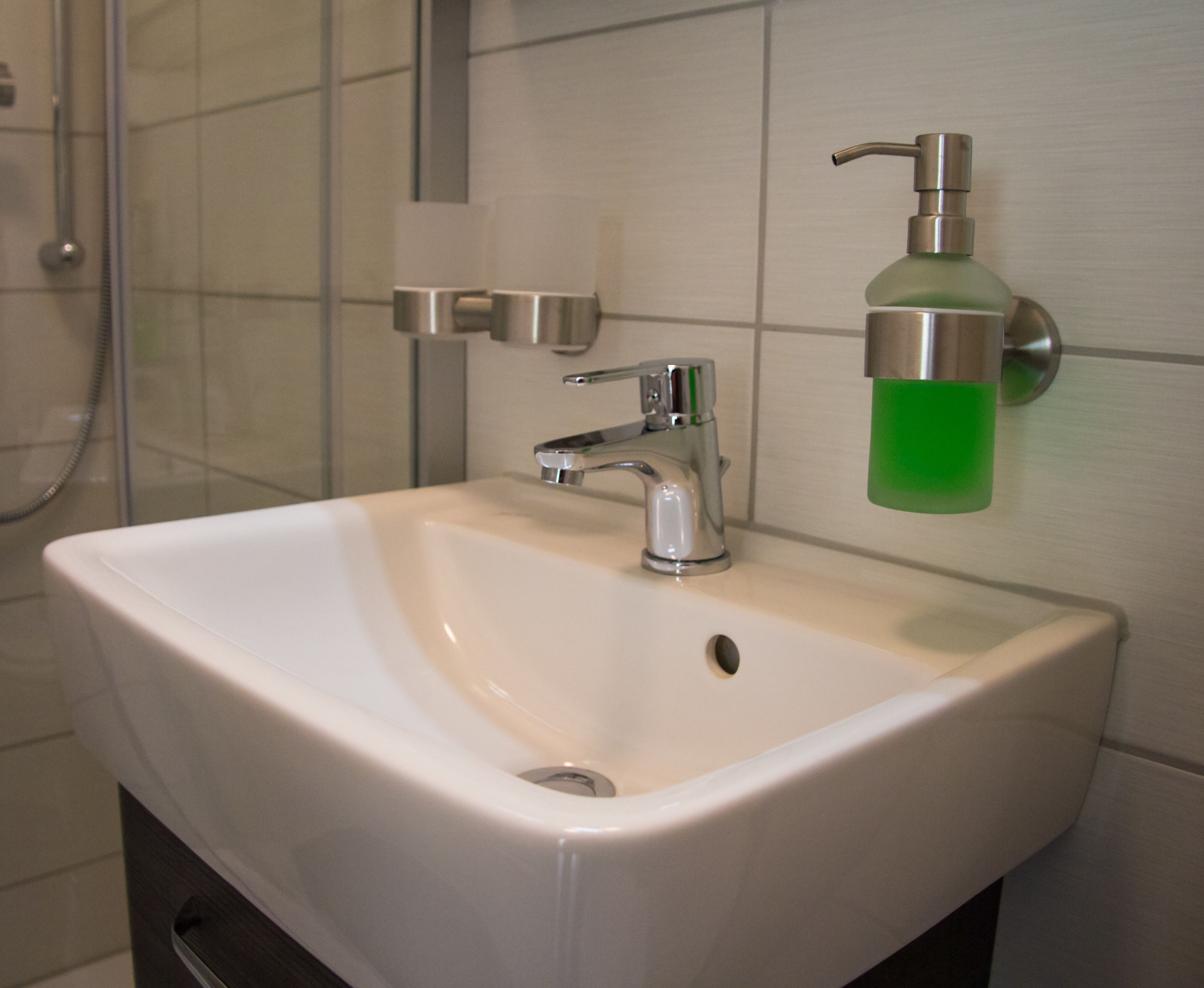 single room | bathroom | shower, hair dryer, towels