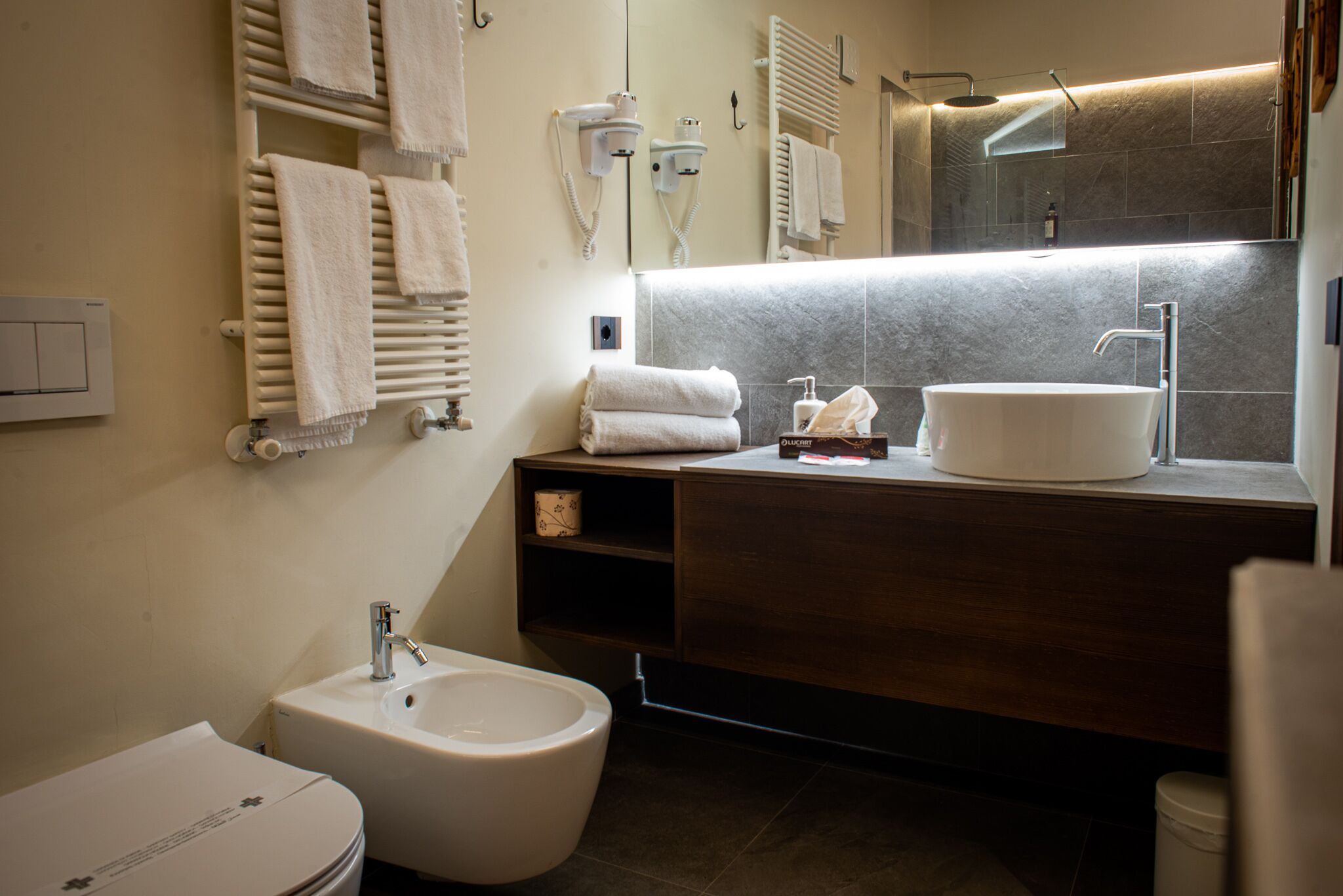 deluxe double room, 1 bedroom, mountain view, tower | bathroom | hair dryer, bidet, towels, soap