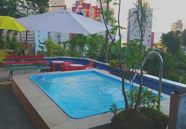 Outdoor pool, pool umbrellas