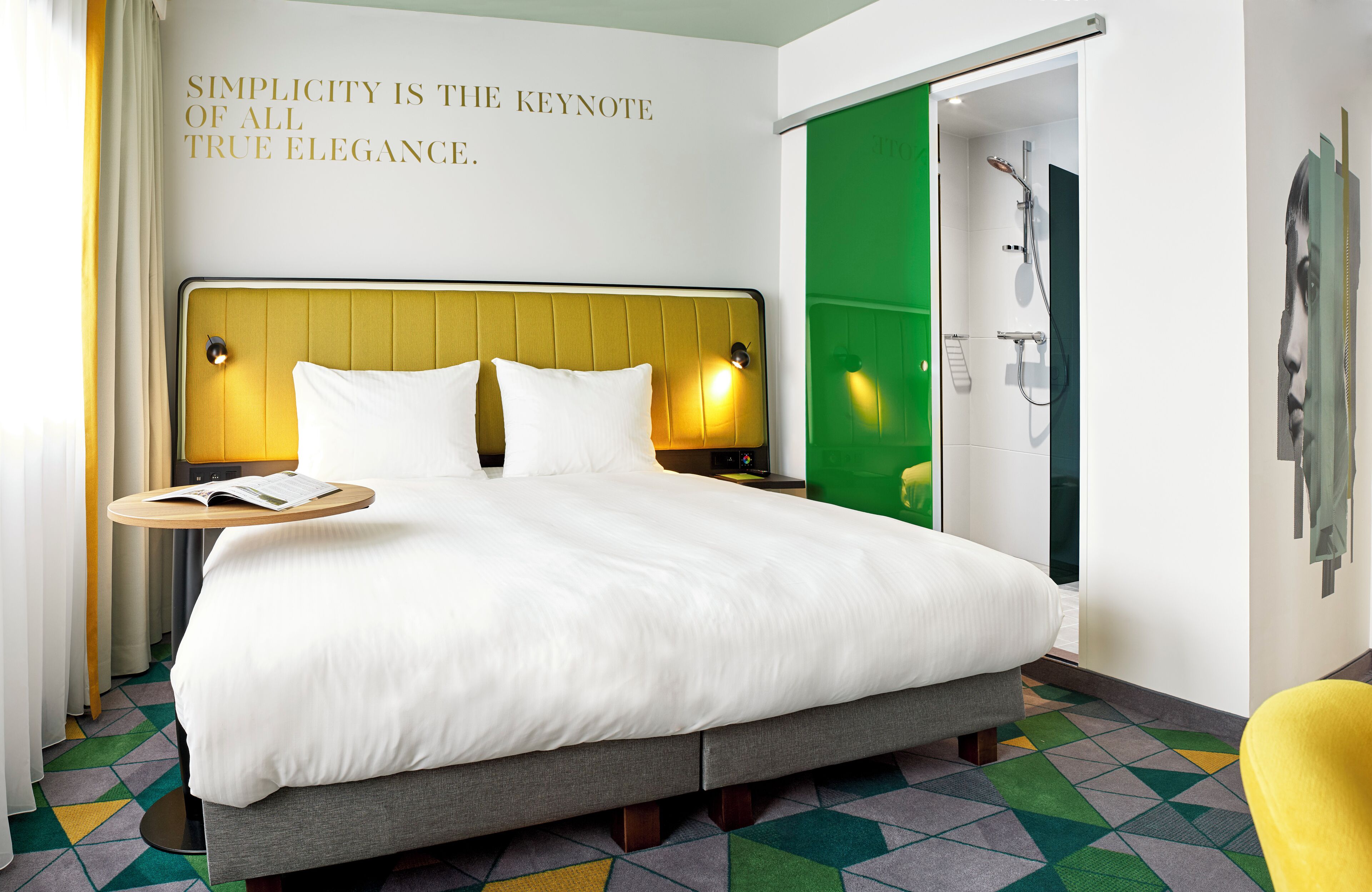 hypo-allergenic bedding, in-room safe, desk, soundproofing