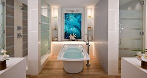 Separate tub and shower, deep soaking tub, designer toiletries - Sandals Royal Barbados - ALL INCLUSIVE Couples Only (Maxwell)