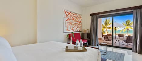 Estudio de lujo, 1 cama de matrimonio grande, vistas al mar | Sábanas de algodón egipcio y ropa de cama de alta calidad
