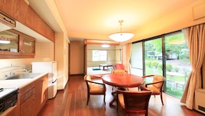 Family Cottage, 1 Bedroom, Smoking, Kitchen | Private kitchen | Fridge, stovetop, rice cooker, cookware/dishes/utensils