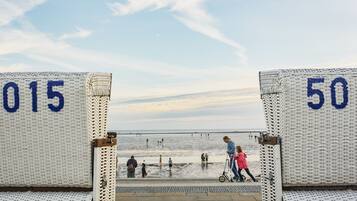 A beach entrance with numbered gates 015 and 50.