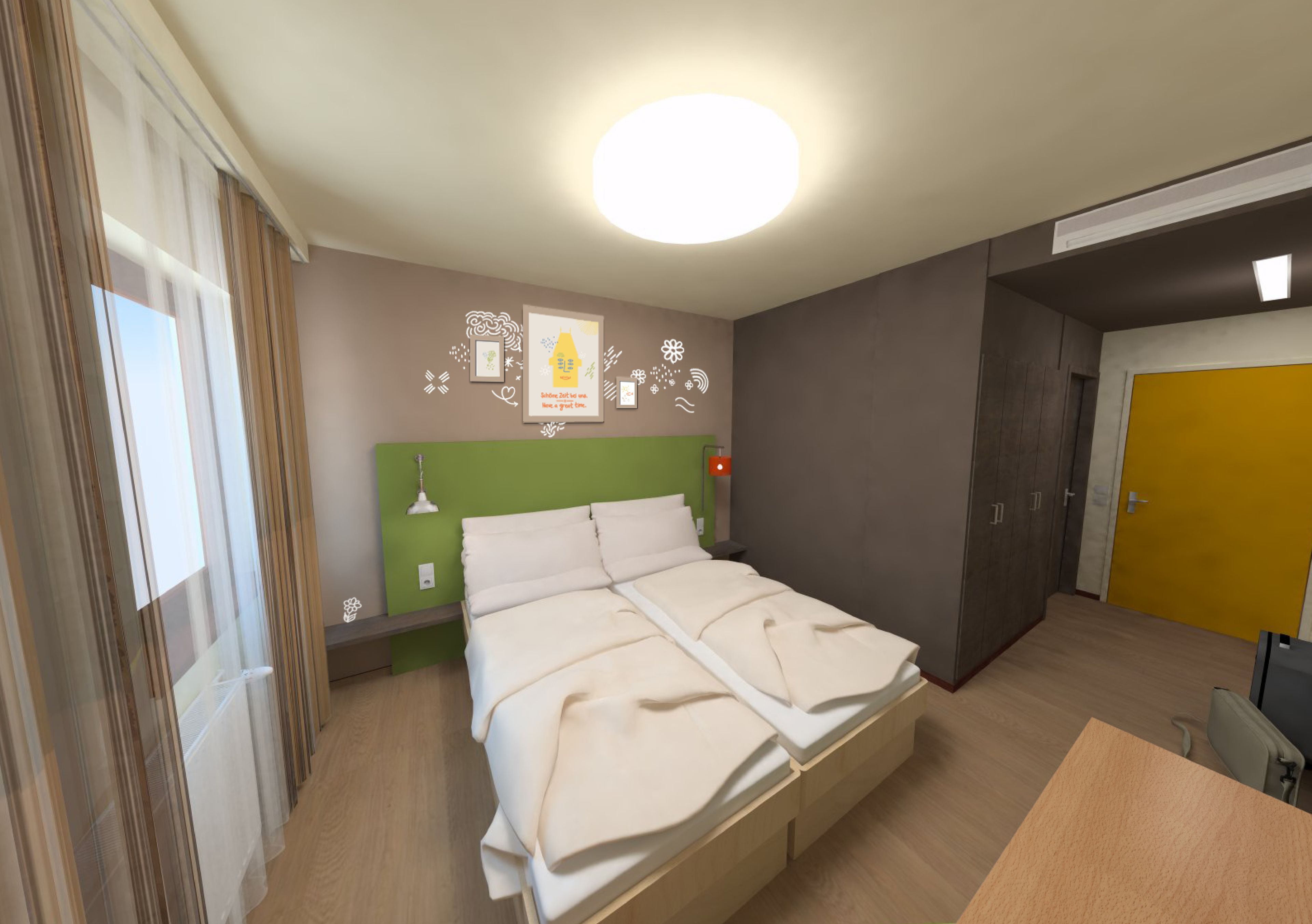 hypo-allergenic bedding, in-room safe, desk, blackout curtains