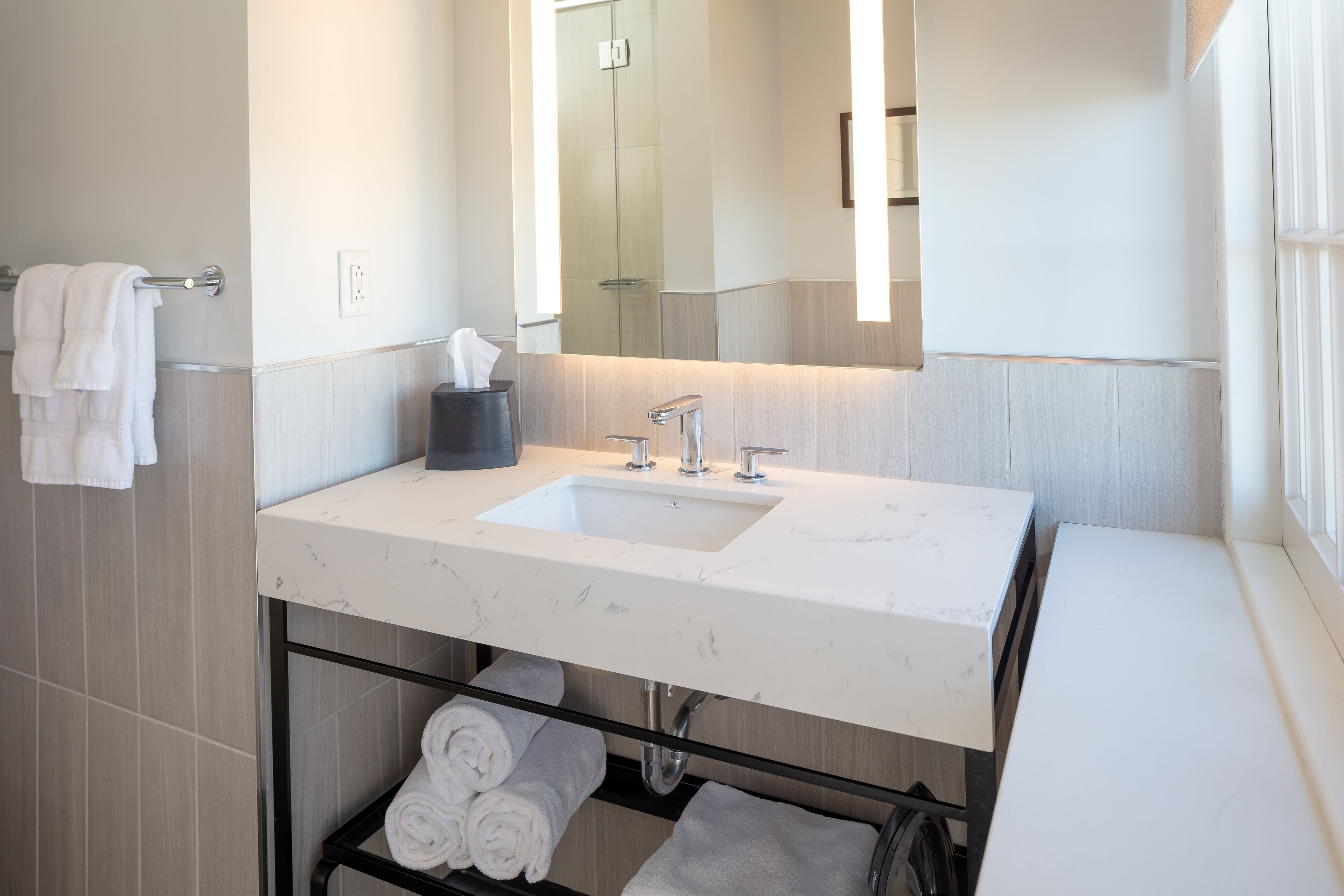 free toiletries, hair dryer, towels