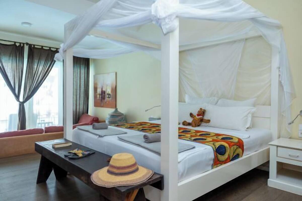 1 habitación y ropa de cama de alta calidad