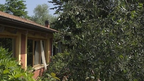 A small, single-story building with a sloped roof, surrounded by dense foliage. - Agriturismo Cascina degli Ulivi (Novi Ligure)