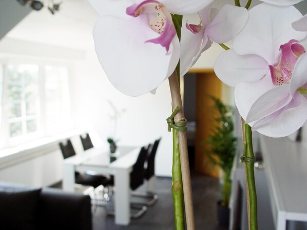 Premium Apartment, 1 Bedroom, Non Smoking, Garden View | Living room | 55-inch flat-screen TV with satellite channels, TV, DVD player - La Domus Premium (Lotte)