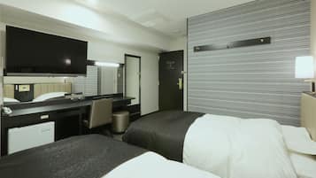 Down duvets, desk, blackout curtains, iron/ironing board