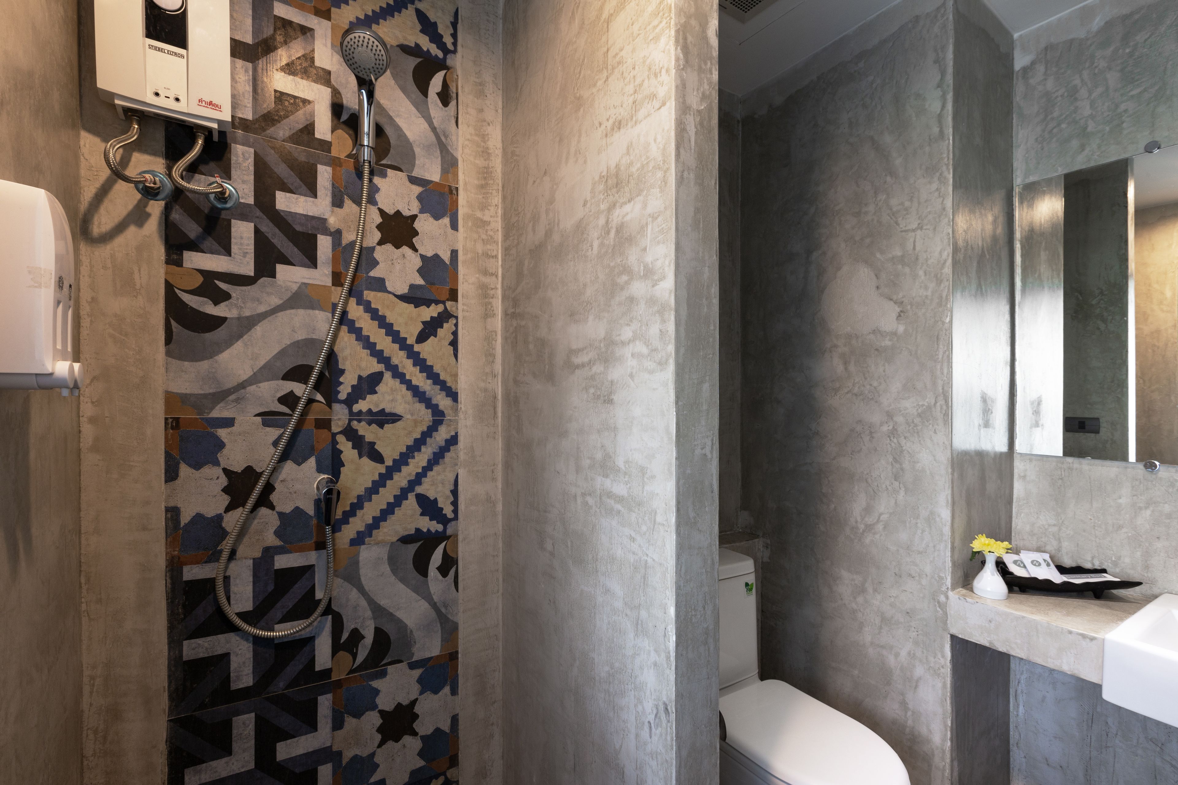 free toiletries, hair dryer, towels