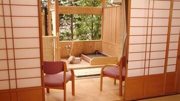 Japanese Style Room, 10 Tatami with Open Air Bath, Non Smoking | In-room safe, desk, laptop workspace, free WiFi