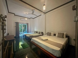 Premium bedding, desk, soundproofing, iron/ironing board