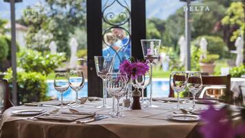 Breakfast, lunch, dinner served; Mediterranean cuisine, pool views