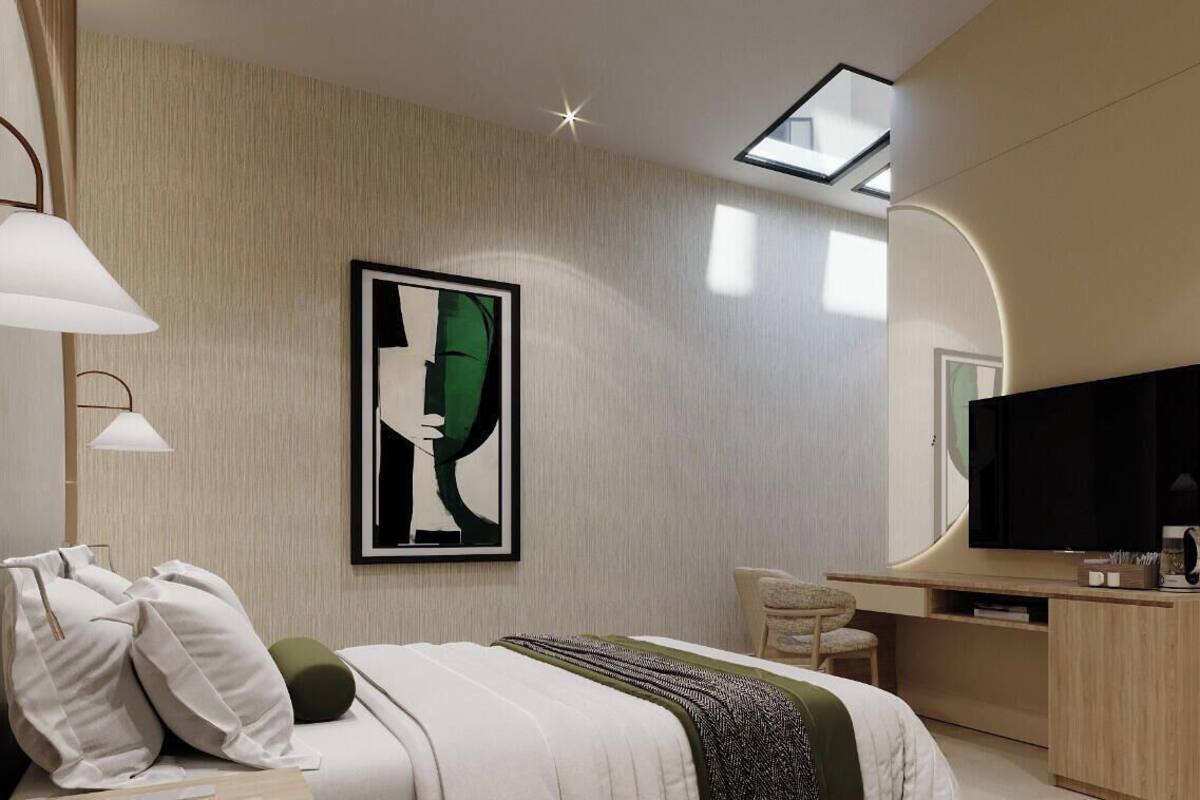 Studiosvit Premium | 1 sovrum, italienska Frette-lakan och sängtillbehör av högsta kvalitet