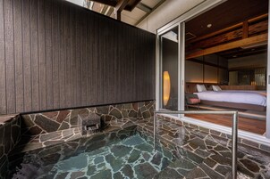 Quadruple Room with Open-Air bath ,Non Smoking, River View | Bathroom | Free toiletries, hair dryer, slippers, bidet