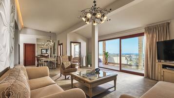 Villa Premium, 4 habitaciones, vistas al mar (Dimitra) | Tabla de planchar con plancha, wifi gratis, ropa de cama