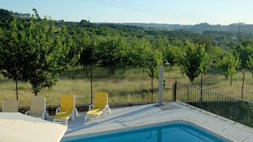 Outdoor pool, pool loungers