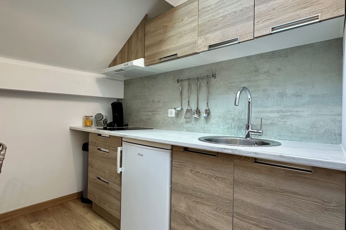 basic studio, 1 bedroom, kitchenette | private kitchenette | electric kettle, cleaning supplies