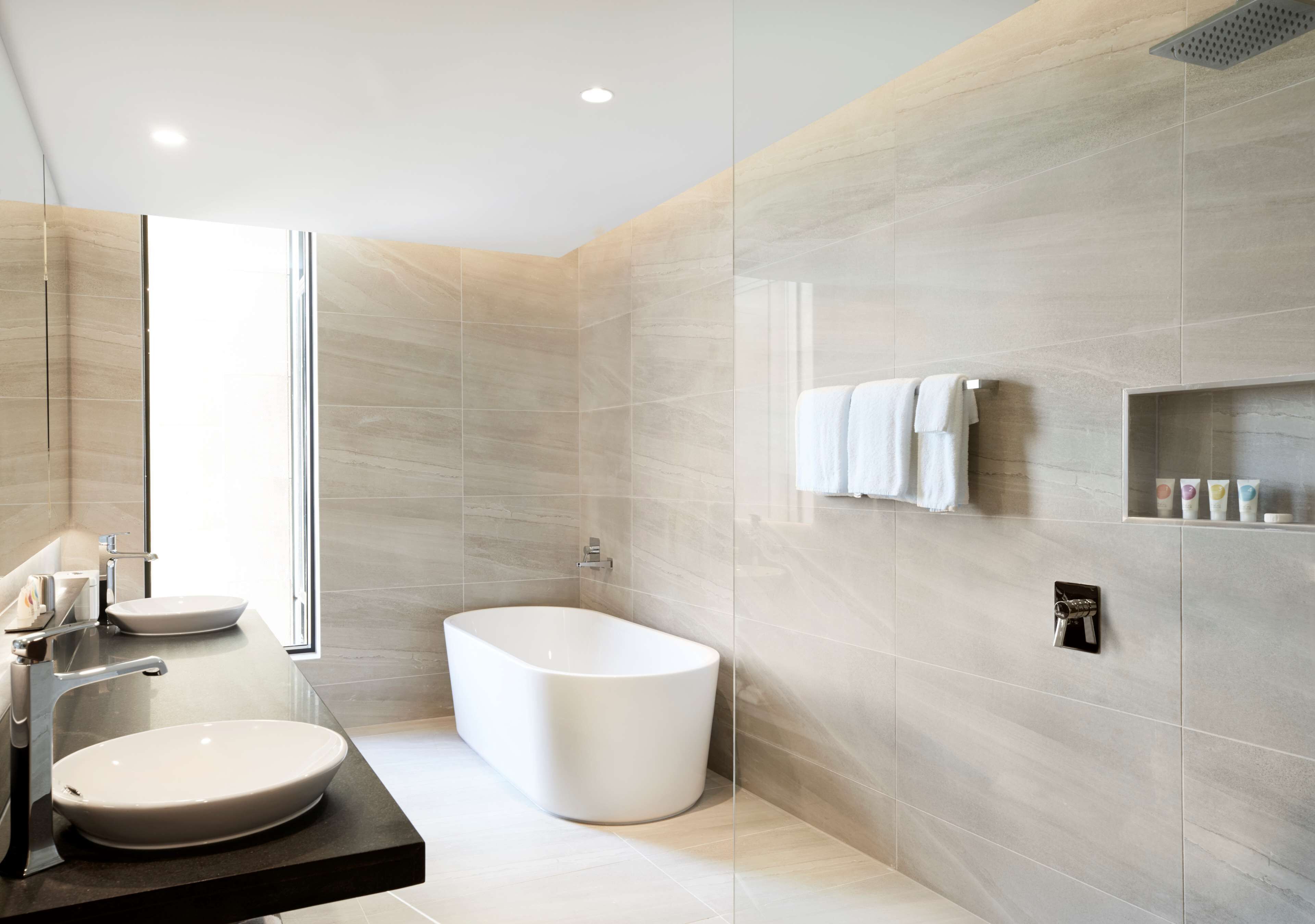 free toiletries, hair dryer, towels, soap