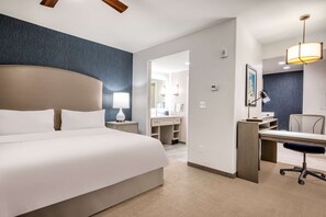 In-room safe, desk, laptop workspace, blackout curtains