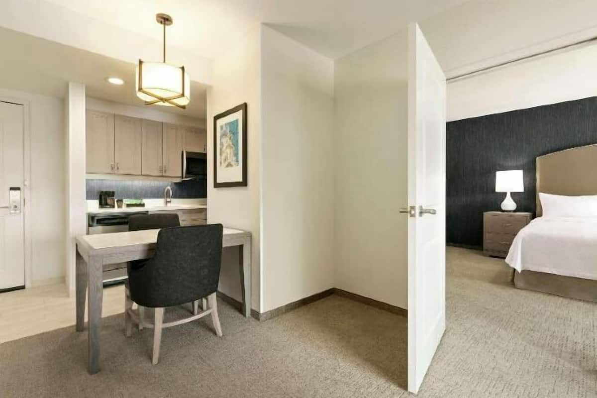 In-room safe, desk, laptop workspace, blackout drapes