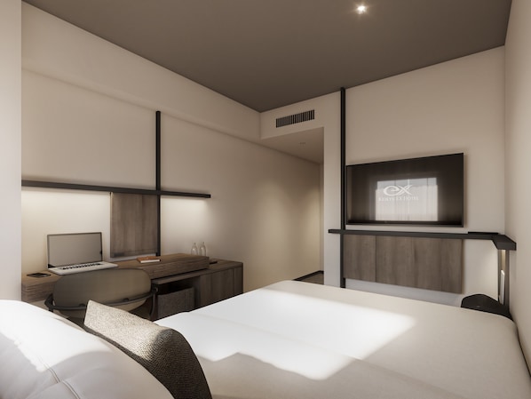 Escritorio, cortinas blackout y tabla de planchar con plancha