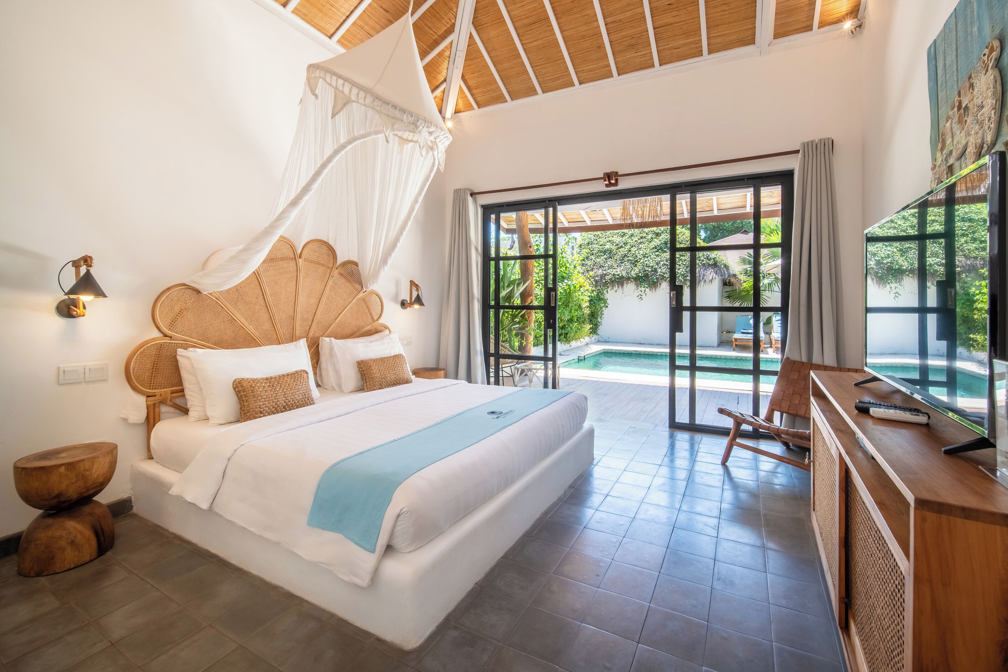 Vila, 2 quartos, piscina particular (Dayan Gunung) | Roupas de cama premium, frigobar, cofres nos quartos, escrivaninha