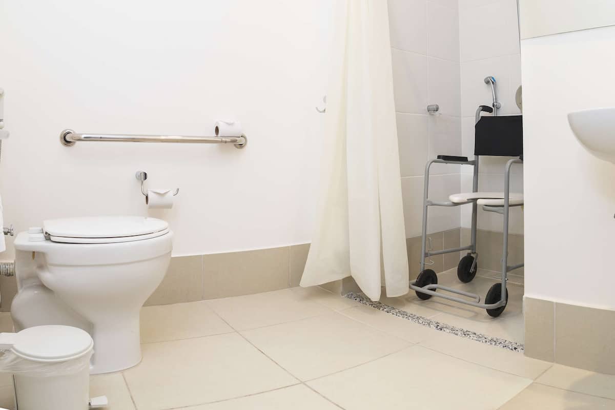 Shower, eco-friendly toiletries, hair dryer, towels