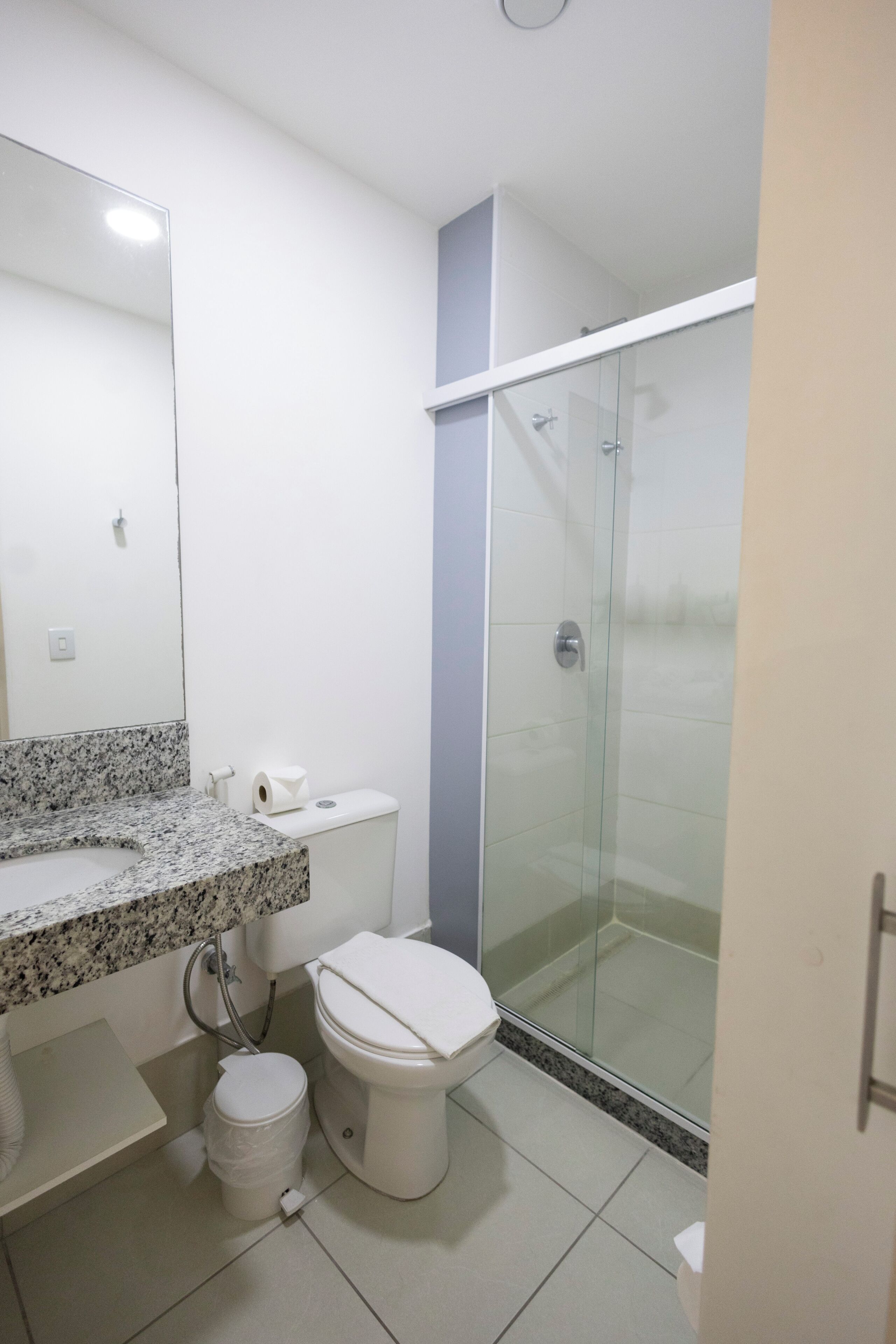 Shower, eco-friendly toiletries, hair dryer, towels