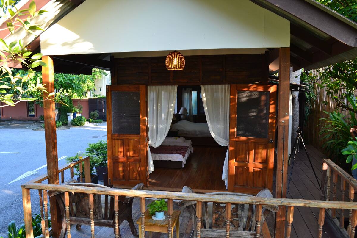 Desk, blackout curtains, soundproofing, rollaway beds